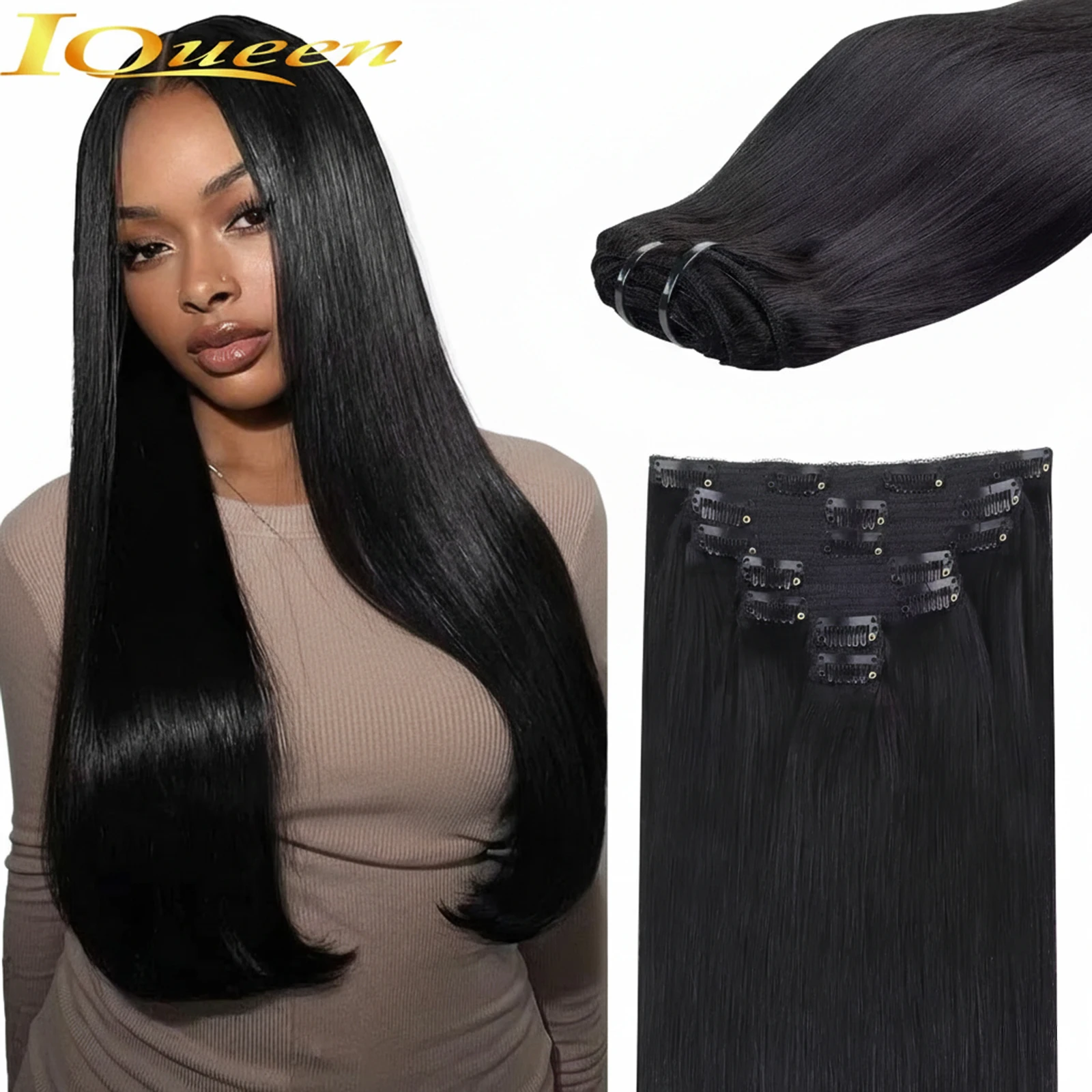 Накладные пряди для волос из натуральных человеческих волос, бразильские прямые, натуральный черный цвет, накладные пряди Remy, 20, 22, 24, 26 дюймов, 4 штуки #   Женщины