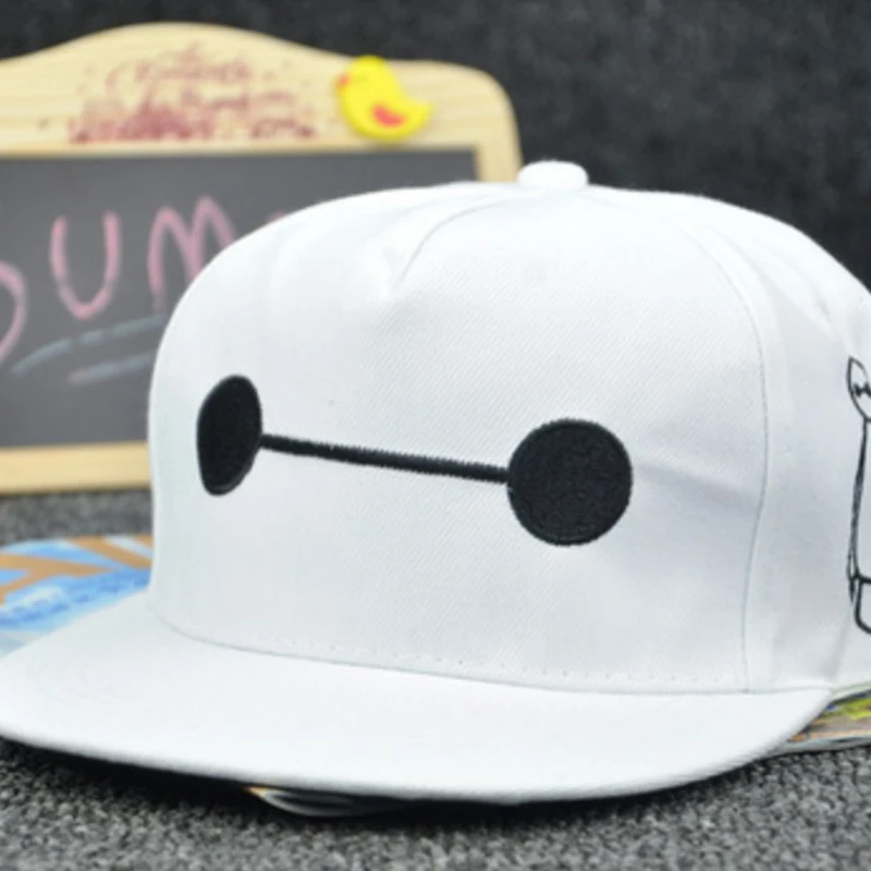 Disney Big Hero 6 Baymax Hats Hip Hop Hat Cartoon Flat Album Cap Street Dance Bonnets Parent-child Anime Apparel Accessories