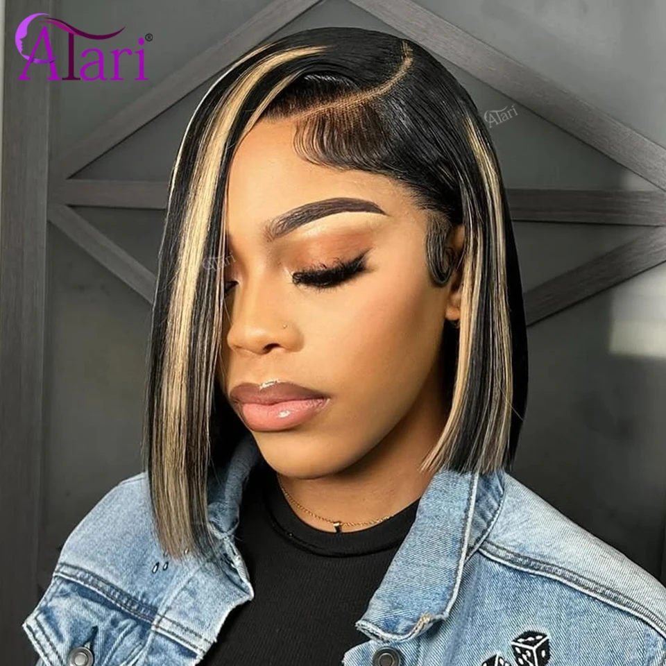 Balayage 27 Gerade Bob Echthaa – Pre Parted 13X4 Lace Front Bob Wig Bewertung und Preis