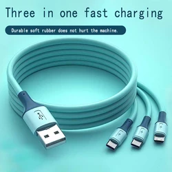 One to three data cable suitable for Android Apple TYPE-C mobile phone, three in one liquid charging cable