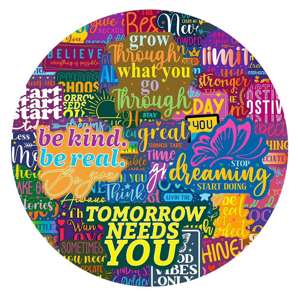 

10/30/50pcs Colorful Inspirational Text Graffiti Stickers Motivational Phrases Decals Laptop Scrapbooking Phone Creative Sticker