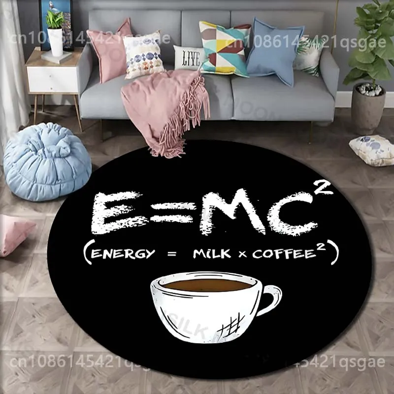Multiple sizes Coffee formula creative design Print Round Carpet for Living Room Bedroom Sofa Floor Mat Area Rug Luxury Gift