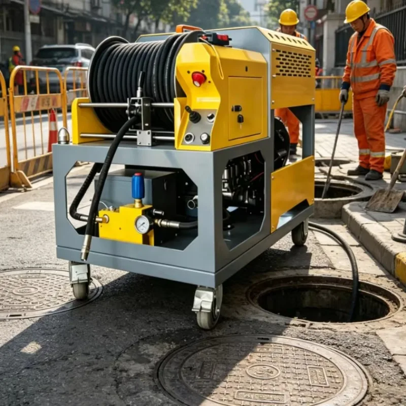 Industrial Petrol Driven Pipe Dredging Machine High Pressure Drain Cleaner with One-button Start for 500mm Drainage Pipes