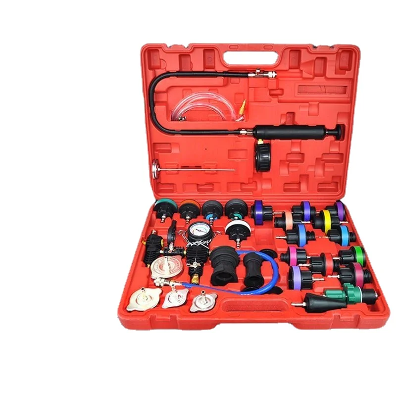 

33 Pcs Universal Radiator Pressure Tester Set Vacuum Type Cooling System Test Water Tank Leak Detection Detector Tool