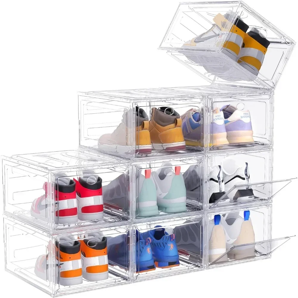 

#For Pack Shoe Organizer, Upgrade Harder Solid Plastic Shoe Storage, Shoe Boxes Clear Plastic Stackable, Sneaker Storage,