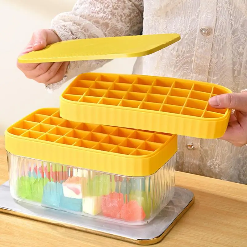 Ice Trays with Lid and Bin Multifunctional Kitchen Gadgets ice cube mold Stackable 32-Cavity Ice Molds Easy-Release for Cocktail