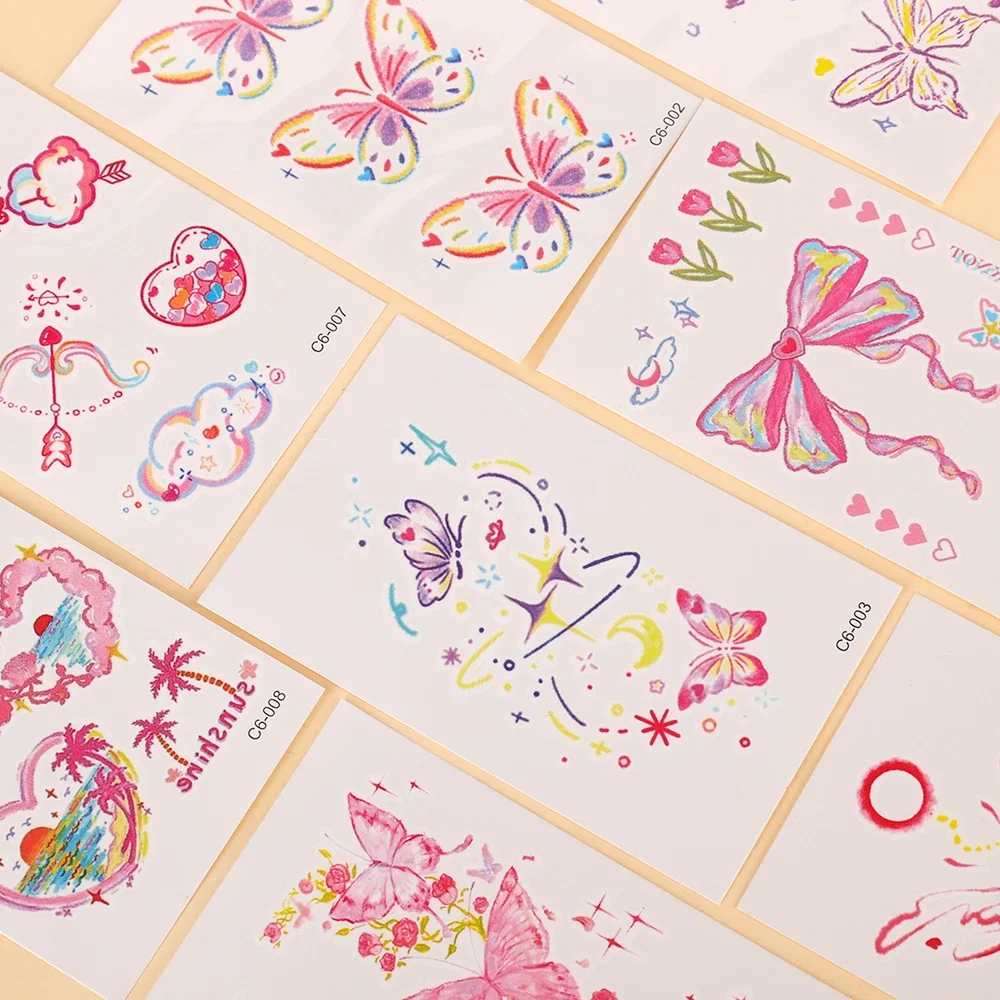 ملصقات وشم مؤقت على شكل فراشة ملونة ذاتية اللصق لتزيين فن الجسم مقاومة للماء للاستعمال مرة واحدة ملصقات وشم للمهرجانات