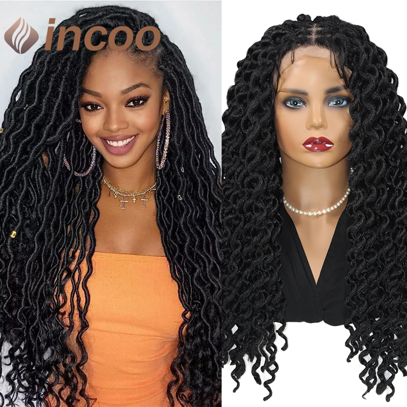 

Faux Locs Crochet Braided Wigs For Black Women Synthetic Twists Box Braids Wigs Knotless Goddess Faux Locs Dreadlocks Braid Wigs