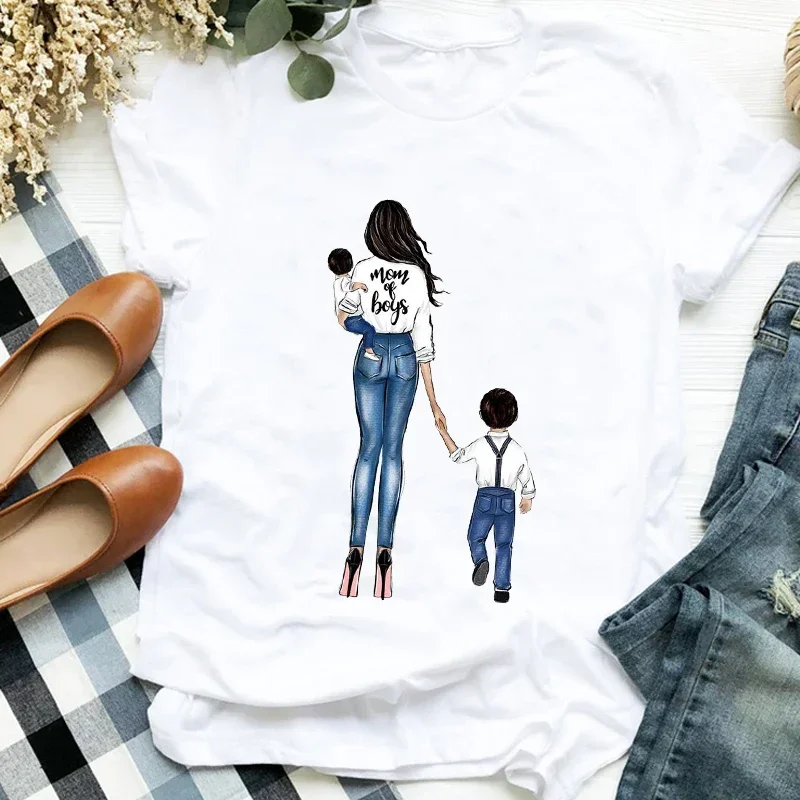 2024 Women Shirt Casual Pretty Son Boy Cute Mom 90s Printing Mother Fashion Ladies Graphic Printed Tee Top Tshirt Nice T-shirt 2