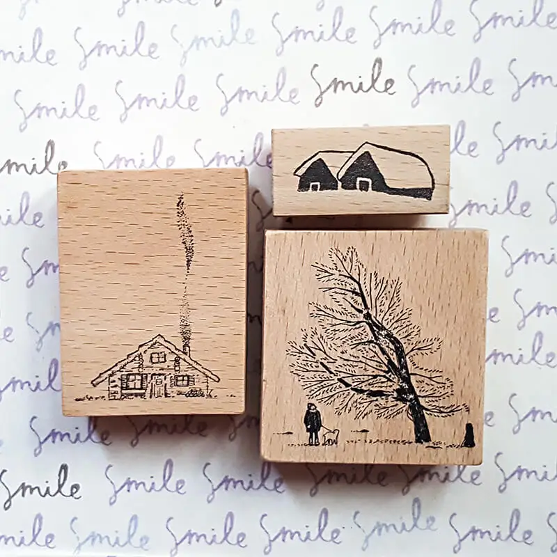 Scrapbooking Stamp Autumn House Nature Trees Journaling DIY Decoration Wooden Stamps