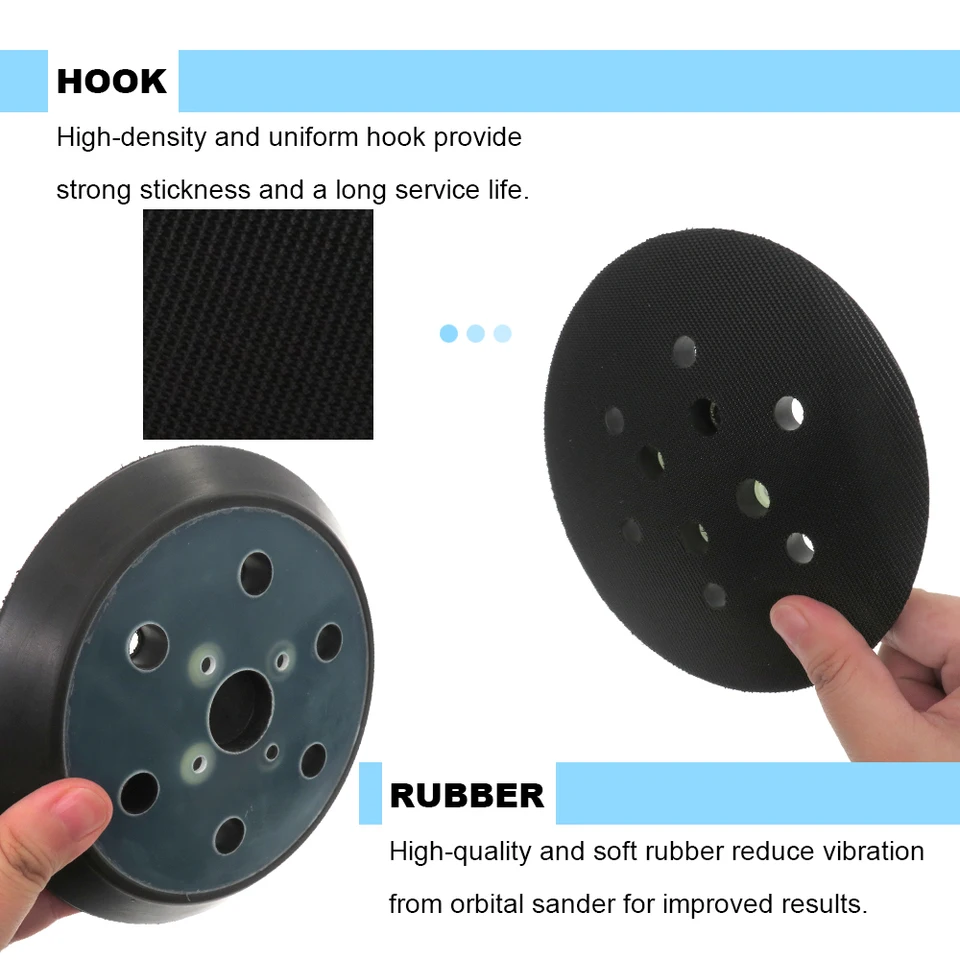 150mm/6 Inch Hook and Loop Backing Pad for 6 Inch Air Random Orbital Sander,5/16 - 24 Thread Dust Free 1,3000RPM DA Sanding Pad