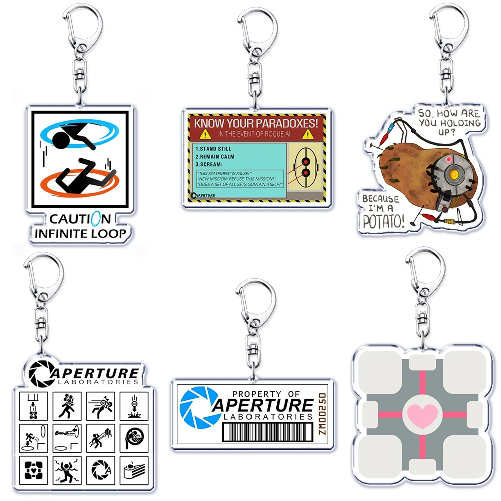Llaveros de videojuegos de tendencia para accesorios, bolsa, Glados, apertura, laboratorios, llaveros de ciencia, joyería, fanáticos de los jugadores, regalos para juegos