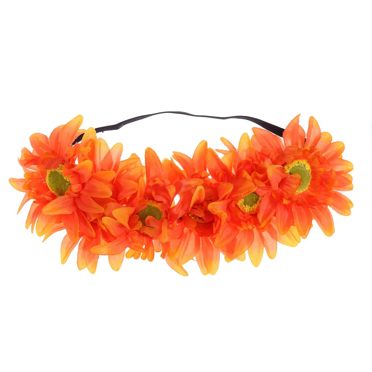 1Pcs Premium Cloth Sunflower Flower Headband Simulation Floral Wreath Hair Accessory for Weddings Parties Proms Birthdays