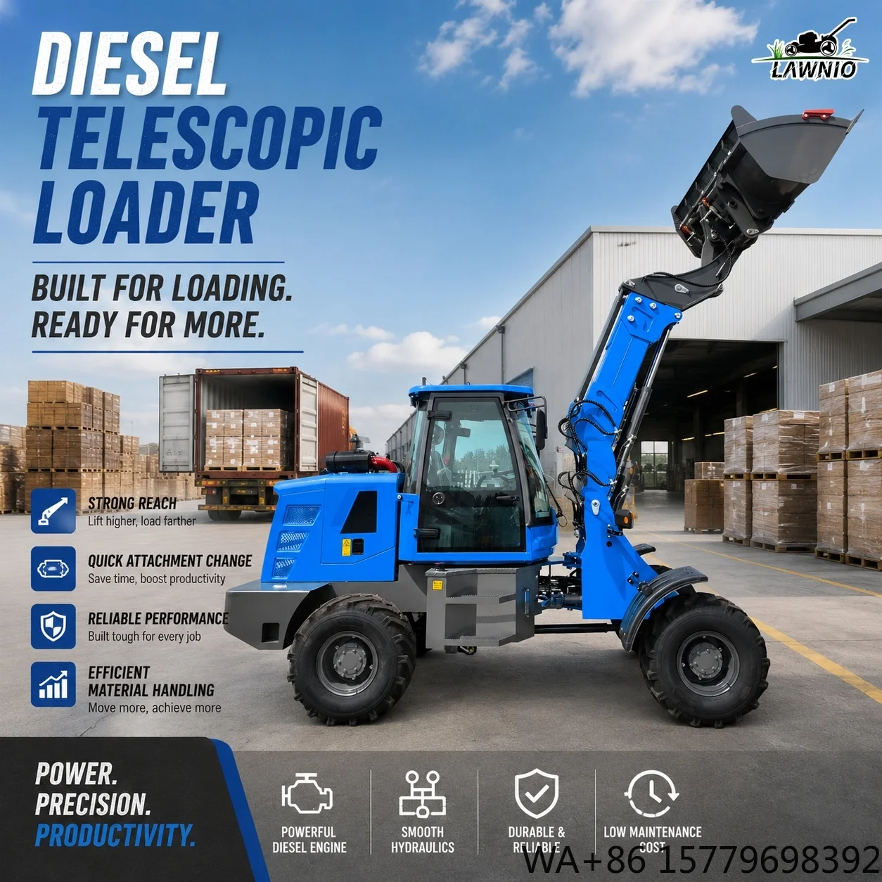 Full Machine Customization Telescopic Loader  Air Brake System Plus High Lift Boom for Farm Work  Loader