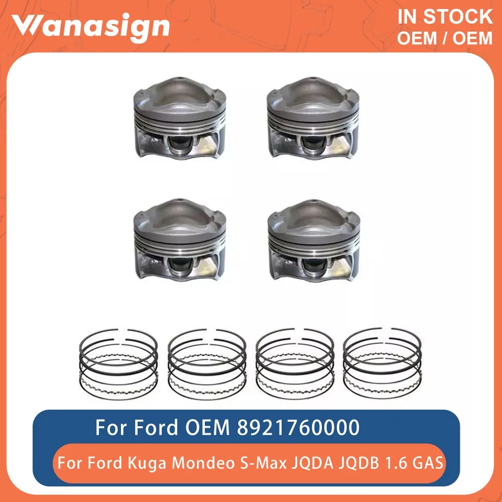 

Engine 4PCS Piston With Ring Kit 79mm STD Fit 1.6 L For Ford Focus Kuga Mondeo S-MAX C-MAX Galaxy JQDA JTDA 1.6L GAS 01-22
