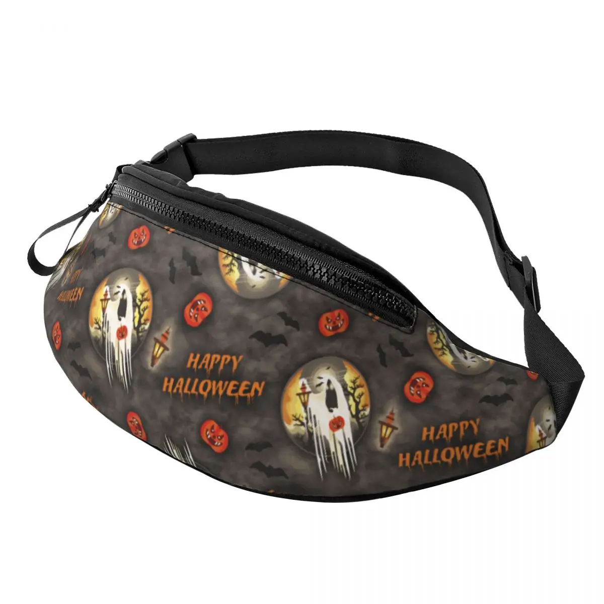 

Поясная сумка Happy Halloween Moonlit Haunt на заказ для женщин и мужчин, поясная сумка через плечо для путешествий, пешего туризма, телефона, сумка для денег