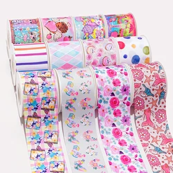 5 Yards Flower Kids Marine organizer nastri di raso in Grosgrain stampati per fiocchi forniture per l'imballaggio di decorazioni artigianali fai da te. 80787