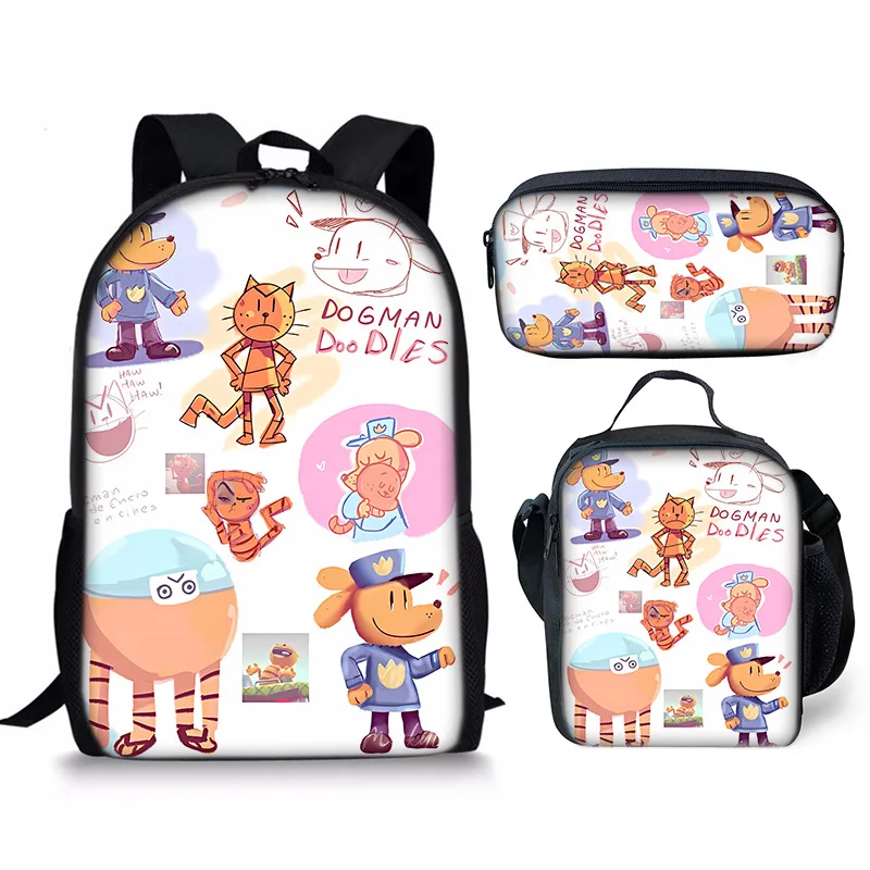 

Luxury Popular Funny New Dog Man 3D Print 3pcs/Set pupil School Bags Laptop Daypack Backpack Crossbody Lunch bag Pencil Case