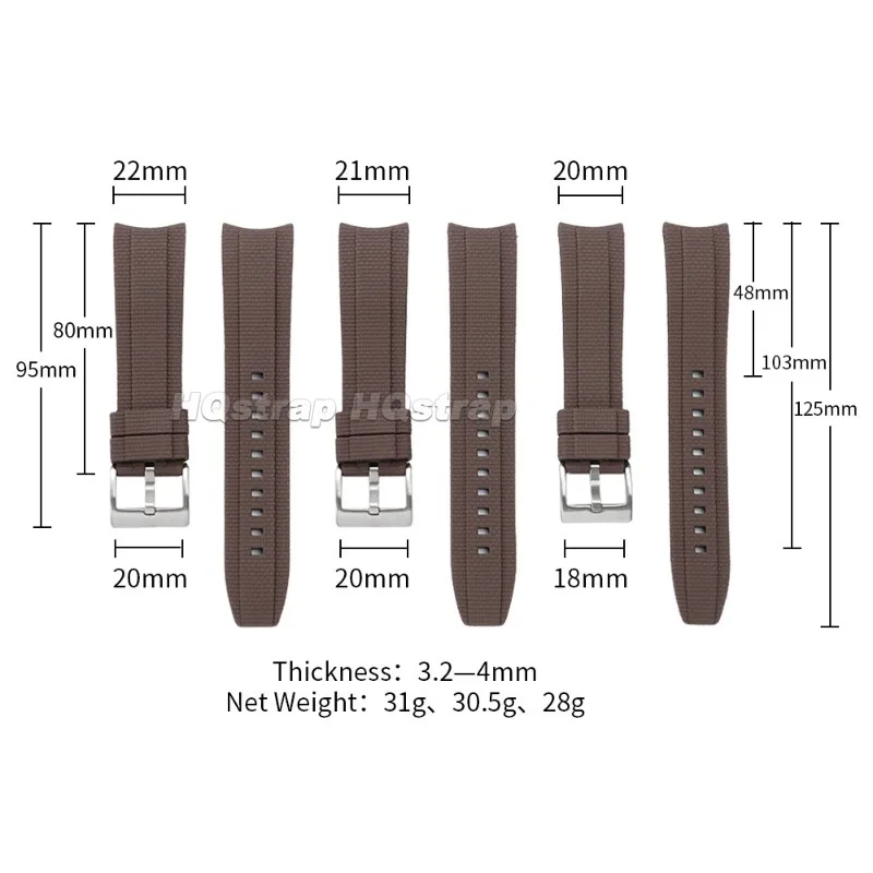 FKM-Gummi-Uhrenarmband mit gebogenem Ende, 20/21/22 mm, strukturierte Oberfläche, hochwertiges Fluorkautschuk-Armband für Seiko und Rolex, Schnellverschluss. – Detail 17