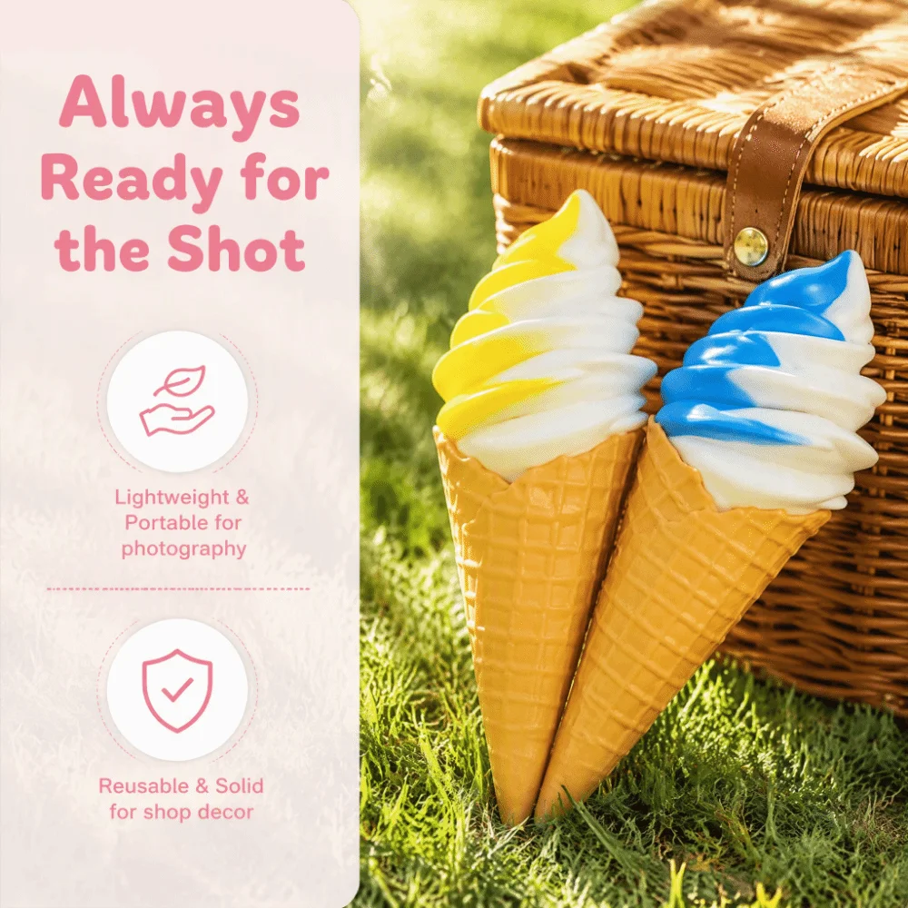 Display Ornament Plastic Artificial Ice Cream Simulation Model Realistic Look Fake Ice Cream Ice Cream Model Cafe Layout
