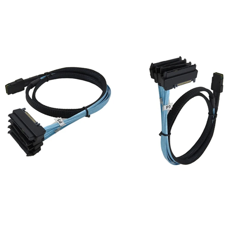 Internal Mini SAS 36 Pin SFF-8087 To (4) 29 Pin Hard Disk Drive Separator +15 Pin SFF-8482 SATA Connector Cable