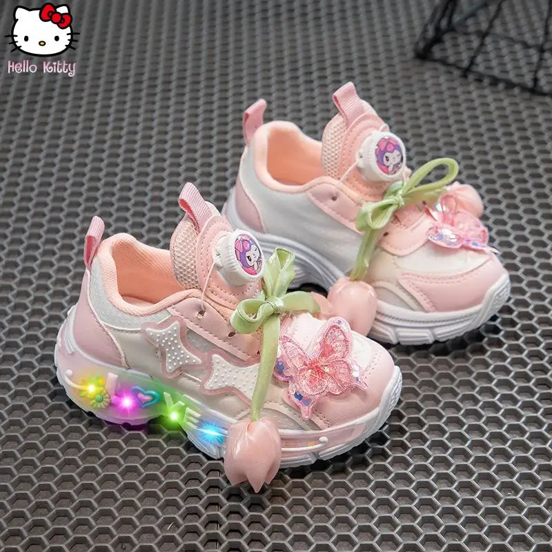 

Kuromi Kawaii Girls Anime Rotating Button Electric Mesh Dad Shoes Spring Autumn Cartoon New Sanrio Casual Sports Running Shoes