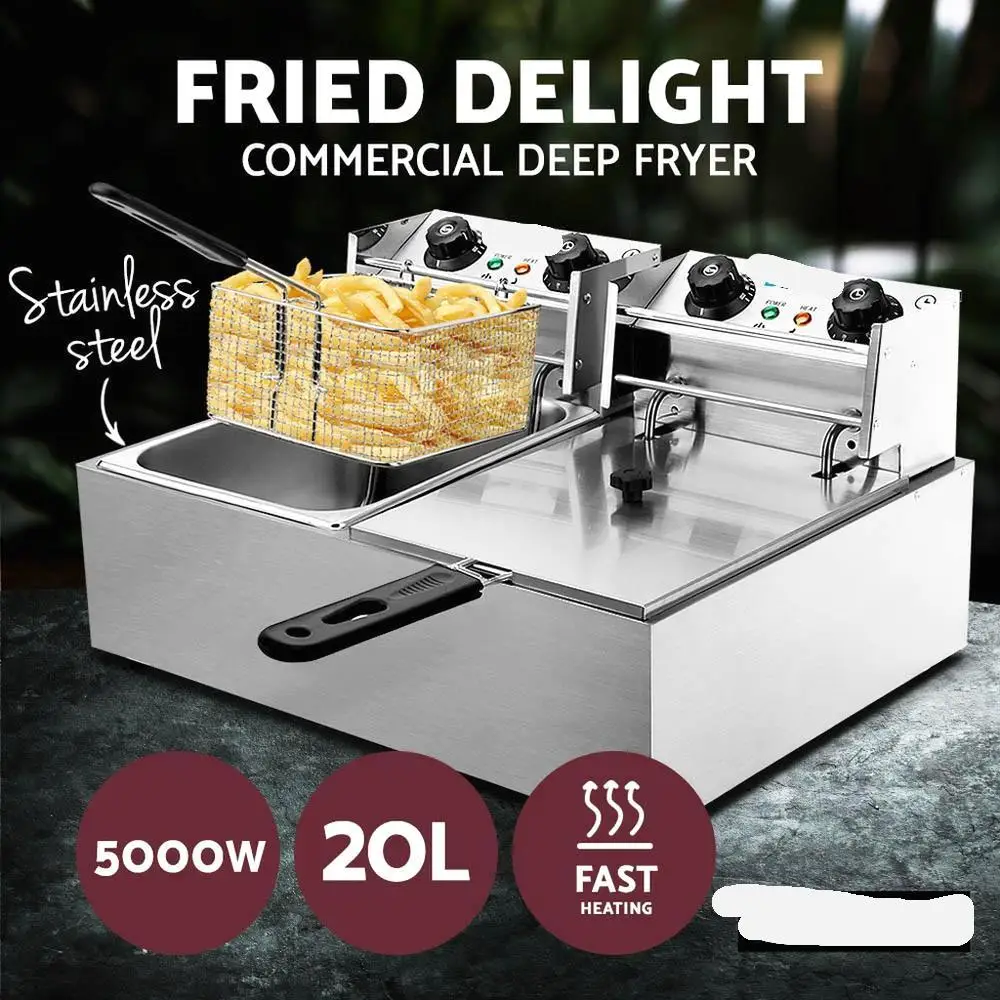 &For 20L Electric Commercial Deep Fryer Double Baskets 4400W Stainless Steel Kitchen Appliance view 4