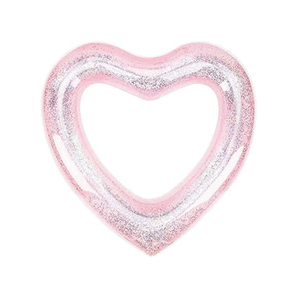 

Inflatable Swim Ring Sequin Flash Glitter Heart-shape Pool Float Gold Pvc Child Baby Floatie