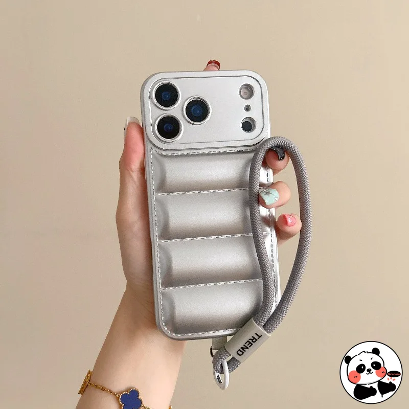 

Down Jacket Casing With Lanyard For iPhone X XS Max XR 8 7 Plus SE 2020 2022 Cover Shockproof Phone Case