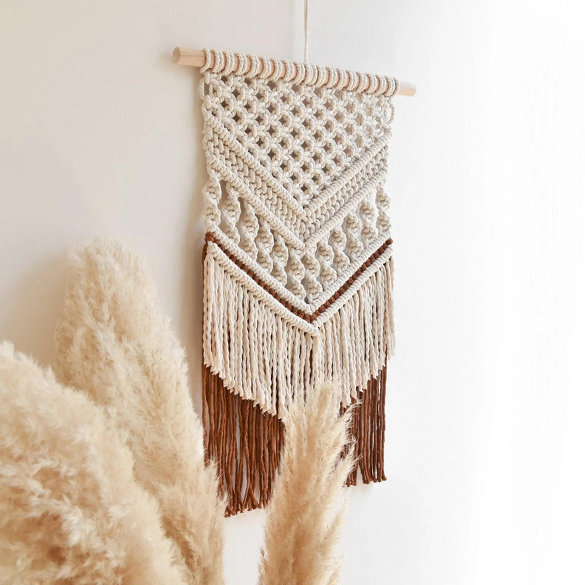 40x70cm Ins Handmade Rhombic Tassel Tapestry - Nordic Home Wall Decor - Electrical Panel Concealer