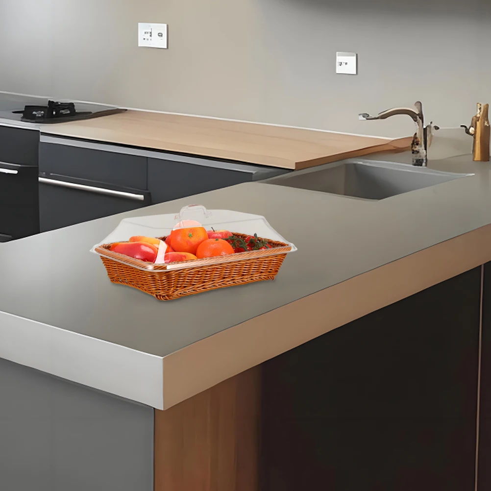 

Handwoven Rattan Storage Basket With Lid Large Capacity Kitchen Organizer Multi-Purpose Fruit Vegetable Basket For Picnic