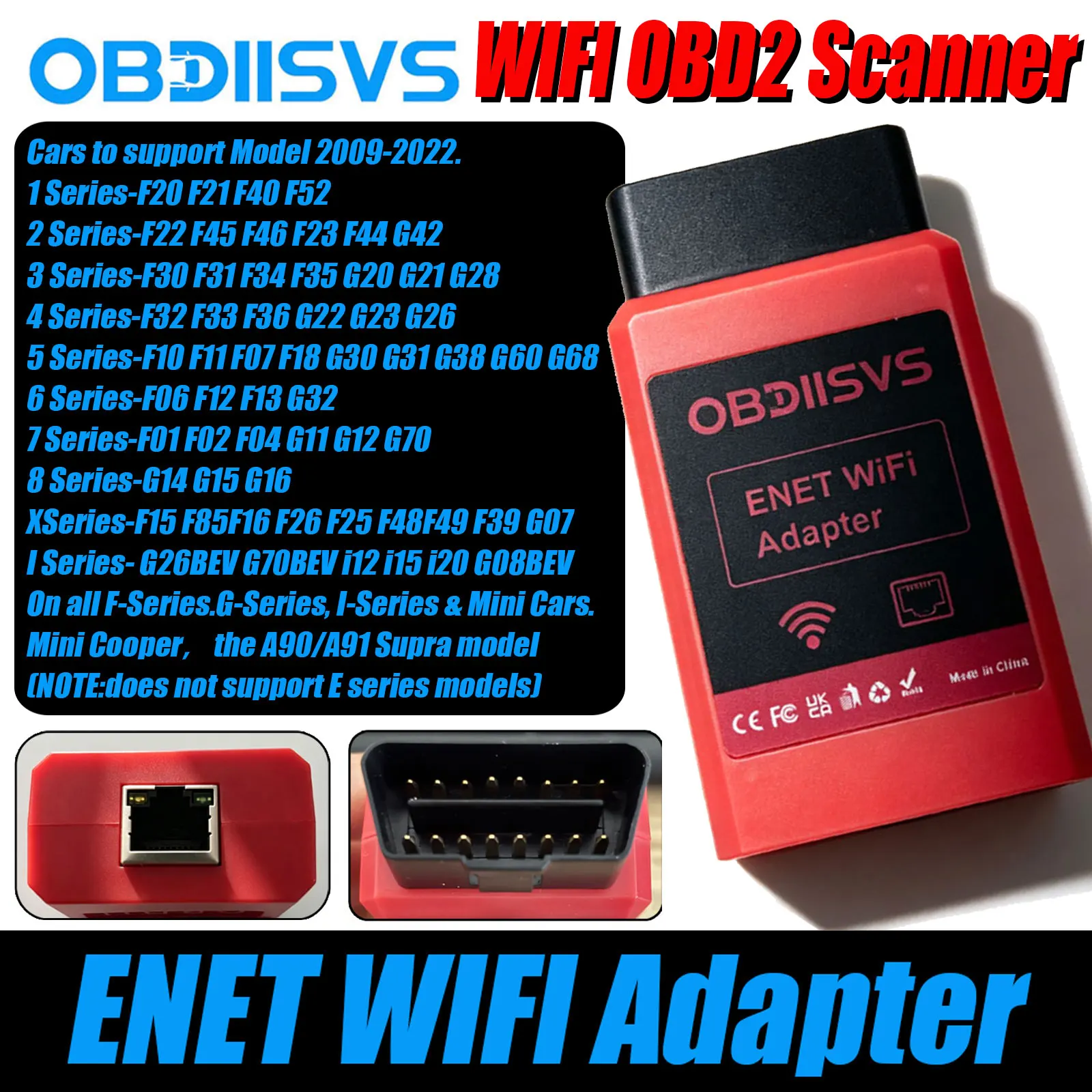 2026 ENET Adapter WiFi For BMW F/G/I/Mini Series ENET WiFi Coding Diagnostic For MHD/BimmerCode/BimmerLink OBD2 Scanner Adapter