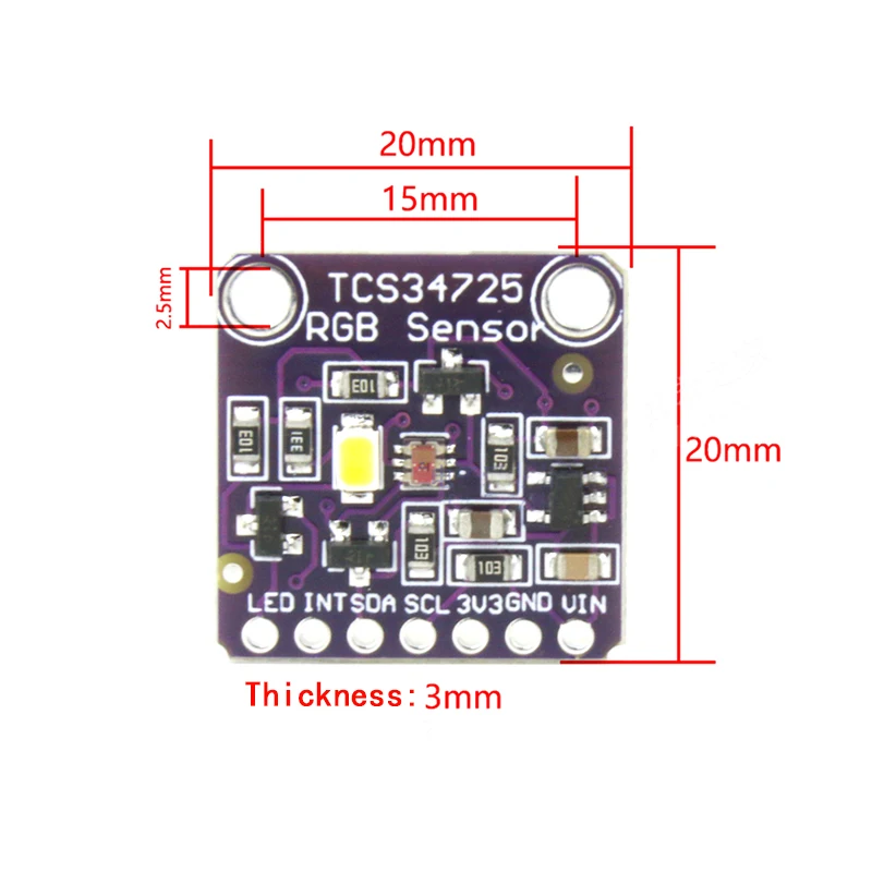 Módulo de reconocimiento de Sensor de Color TCS34725, placa de desarrollo RGB IIC para Arduino STM32