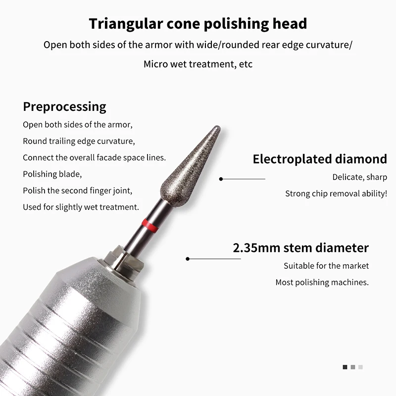 Forets à ongles diamantés en forme de cône triangulaire, CuemployBit russe lointain, perceuse à manucure électrique, N64.Accessoires, outil d'art des ongles