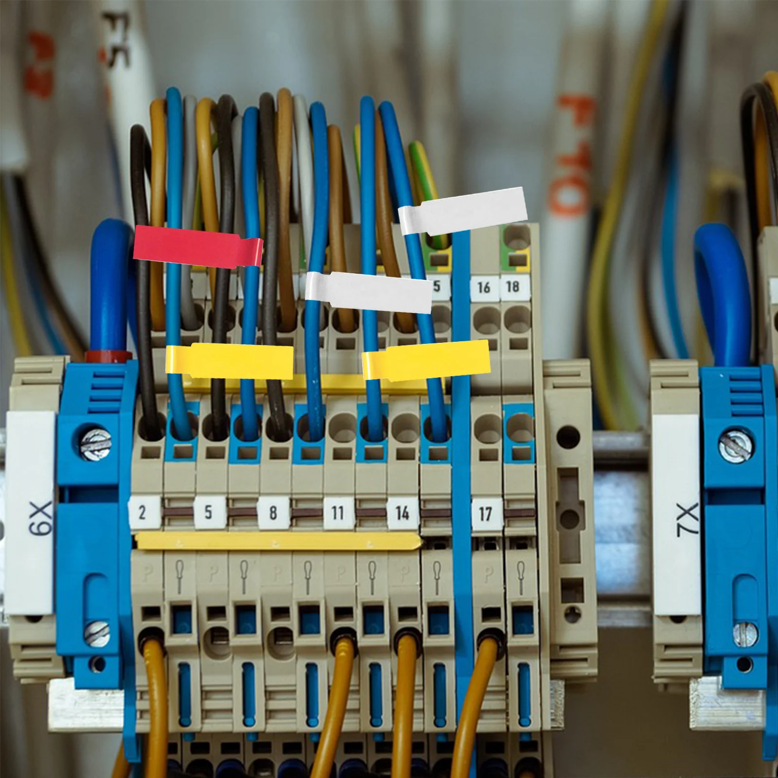 

12 Sheets Reusable Cable Management Labels P-Shaped Wire Label Stickers for Electronics Clear Identification Cord Tags for Data