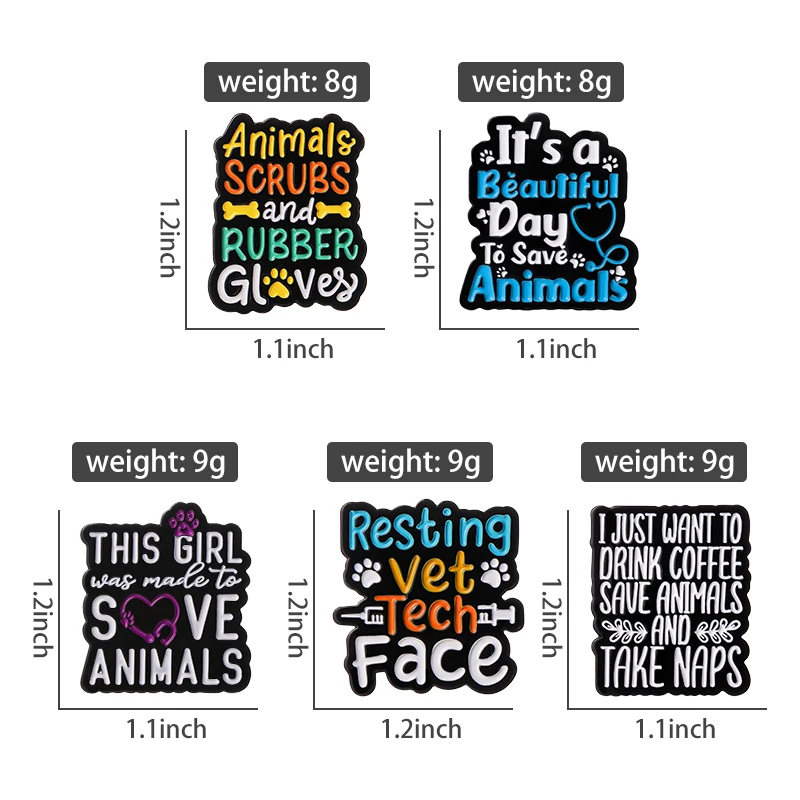 Colorful Slogan Enamel Pins Encourage Protect Animals Creative Powerful Brooches Lapel Badge Gift For Friend Vet Jewelry