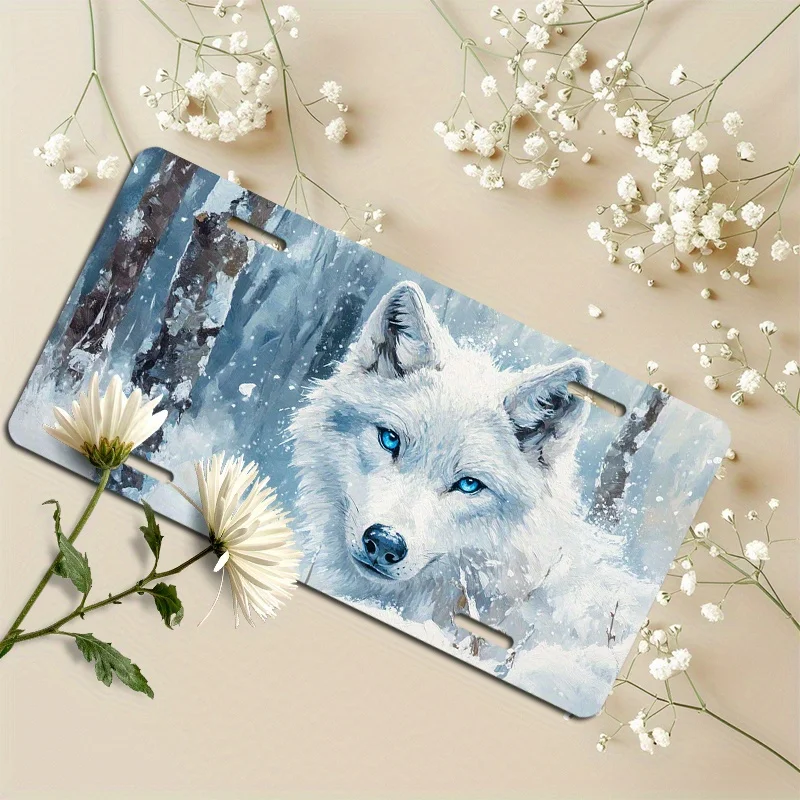 2D Flat - Plaque Animal Wolf Pattern Plaque Rack Car Decoration Additions for Decorative Purposes Solely, Decorative Solely