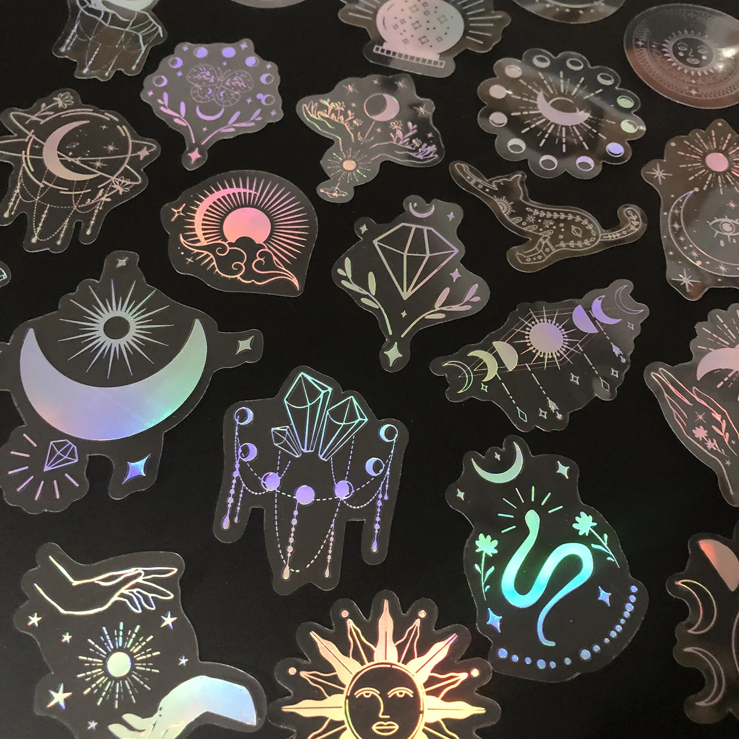 100 Pack Transparent PET Stickers BOHO Designs – Snake;Sun;Moons;Stars etc-Perfect for DIY, Bujo, Phone Cases, Windows & More image 3