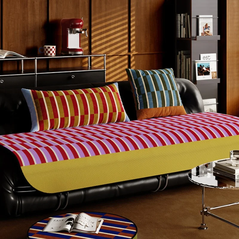Retro Piano Stripe Pillows Brown Dopamine Cushion Case Luxury Velvet Decorative Pillow Cover For Sofa 30x70CM Bed Decoration