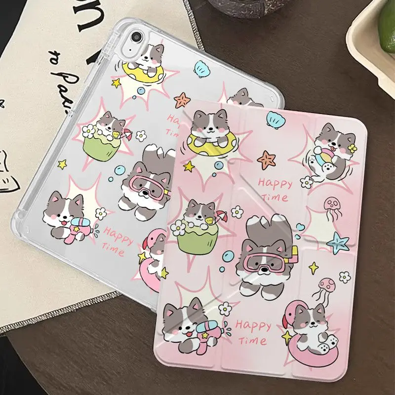 Cute Puppy Starfish Shell Water GunFor iPad Pro Air 13 11 M5 M4 M3 M2 2 1 11th A16 12.9