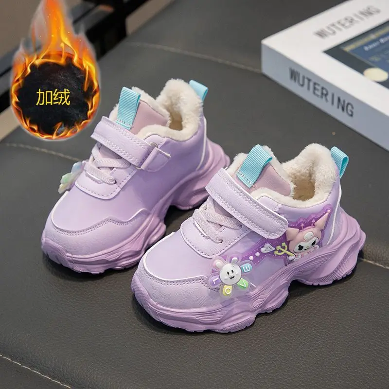 سانريو كورومي الخريف الشتاء أحذية رياضية الأطفال أحذية رياضية جديدة الأميرة حذاء كاجوال فتاة احذية الجري بالإضافة إلى الأحذية القطنية المخملية #2