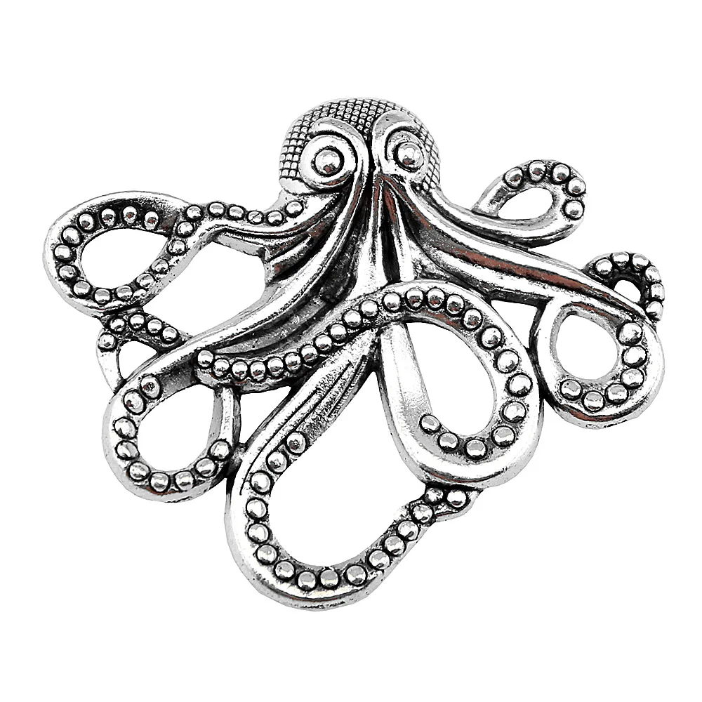 WYSIWYG 2 sztuk 42x35mm wisiorek ośmiornica ośmiornica urok zawieszki do tworzenia biżuterii antyczne srebro kolor Octopus wisiorki — zdjęcie 2
