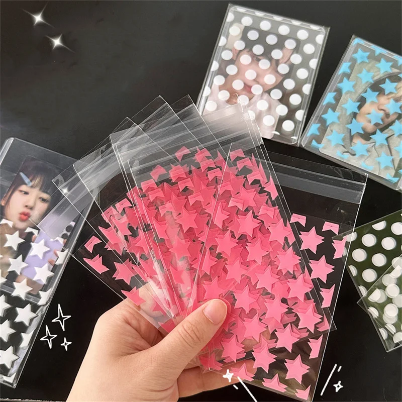 100/50pcs Transparent PE Star Jewelry Self-adhesive Bag Candy Card Holder Photo Animation Peripheral Storage Gift Bag Wholesale