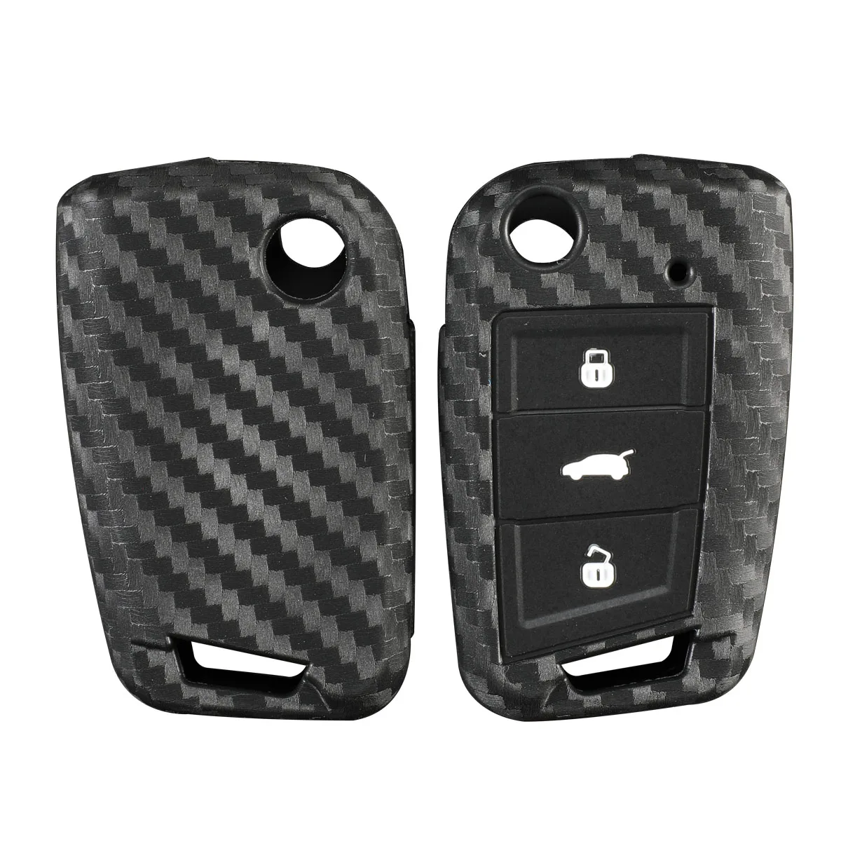 jingyuqin Carbon Fiber Silicone Remote Key Case Cover For VW Polo Golf 7 Tiguan For Skoda Octavia For SEAT Leon Ibiza 2015