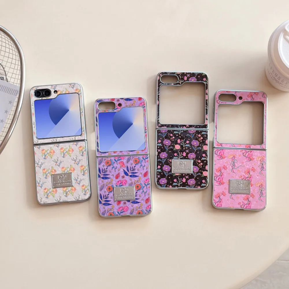 Classic Colorful Flowers Folding Cover for Samsung Galaxy Z Flip8 7 6 5 with Hard Protective Case