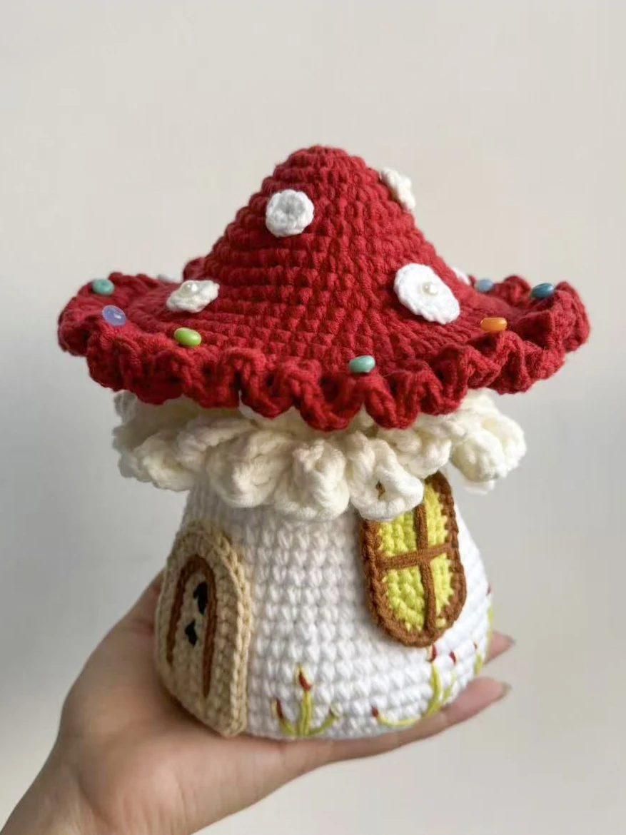 Handcrafted Mushroom Bag DIY Knitting Material Kit Yarn Slant Cross Single Shoulder Bag Women's Time Killer Stress Reliever