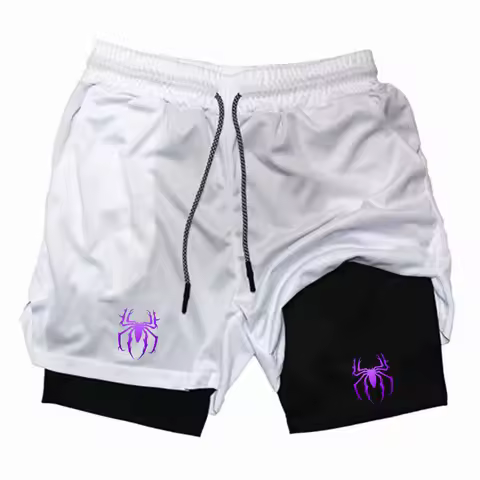 Summer Men Mesh Shorts Casual Beach Running Shorts 2 in 1 Double-deck Sport Shorts Men Sportswear Gym Fitness Short Pant