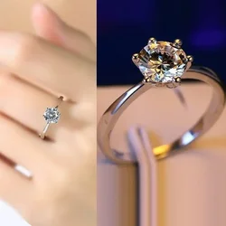 925 Sterling Silver moissanite Rings women Shining crystal adjustable size Fashion party Couple Gifts engagement wedding Jewelry