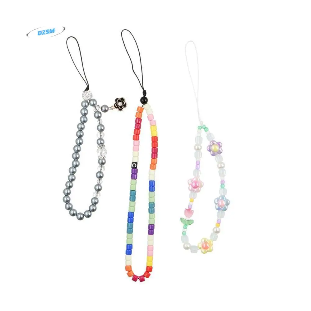 

Handmade Beaded Phone Lanyard Beaded Anti Loss Sling Pearl Phone Chain Wrist Strap Colorful Cellphone Charm Phone Accessories