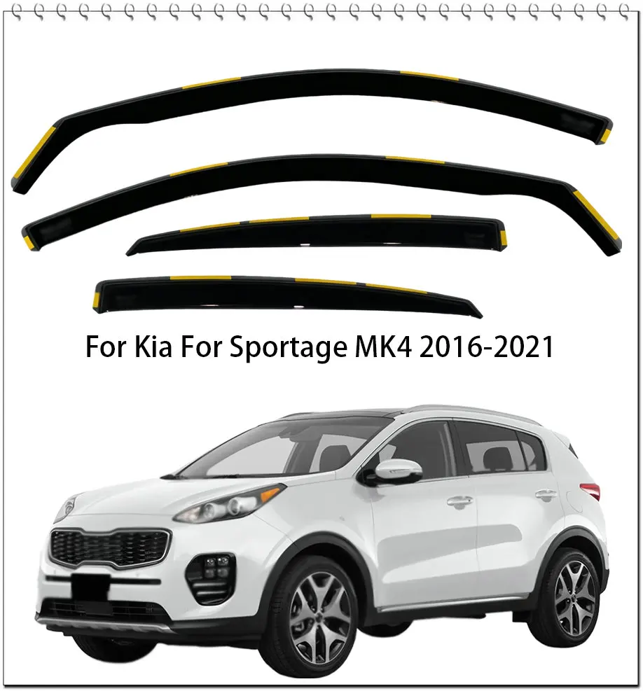 2018 2020 4pcs Wind Deflectors Tinted For Kia Sportage MK4 2016-2021 Side Window Deflectors Rain Visors